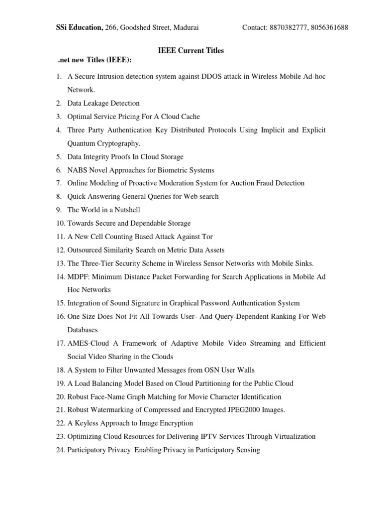 IEEE Current Titles-1 | PDF | Cloud Computing | World Wide Web