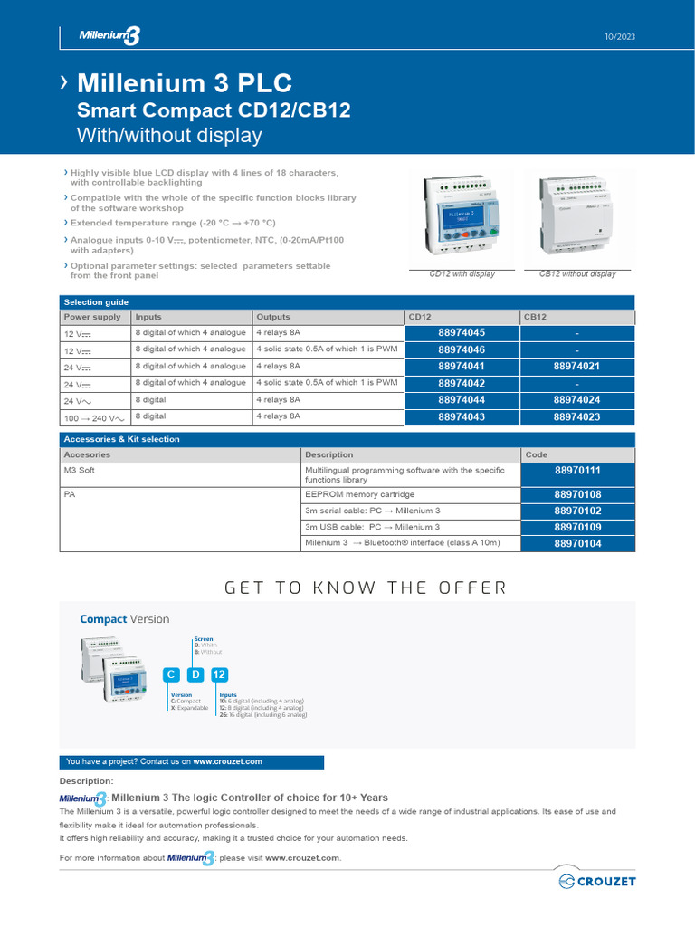 Millenium 3 PLC: With/without Display | PDF | Programmable Logic ...