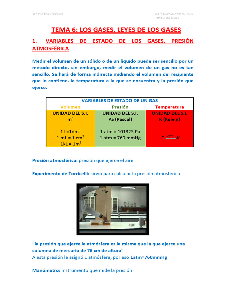 Leyes de los Gases y Presión en Química | PDF | Gases | Presión