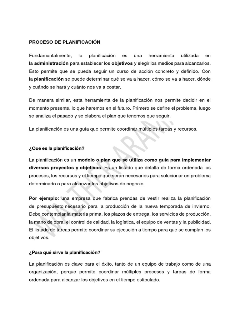 Proceso de Planificación Efectiva | PDF | Planificación | Business