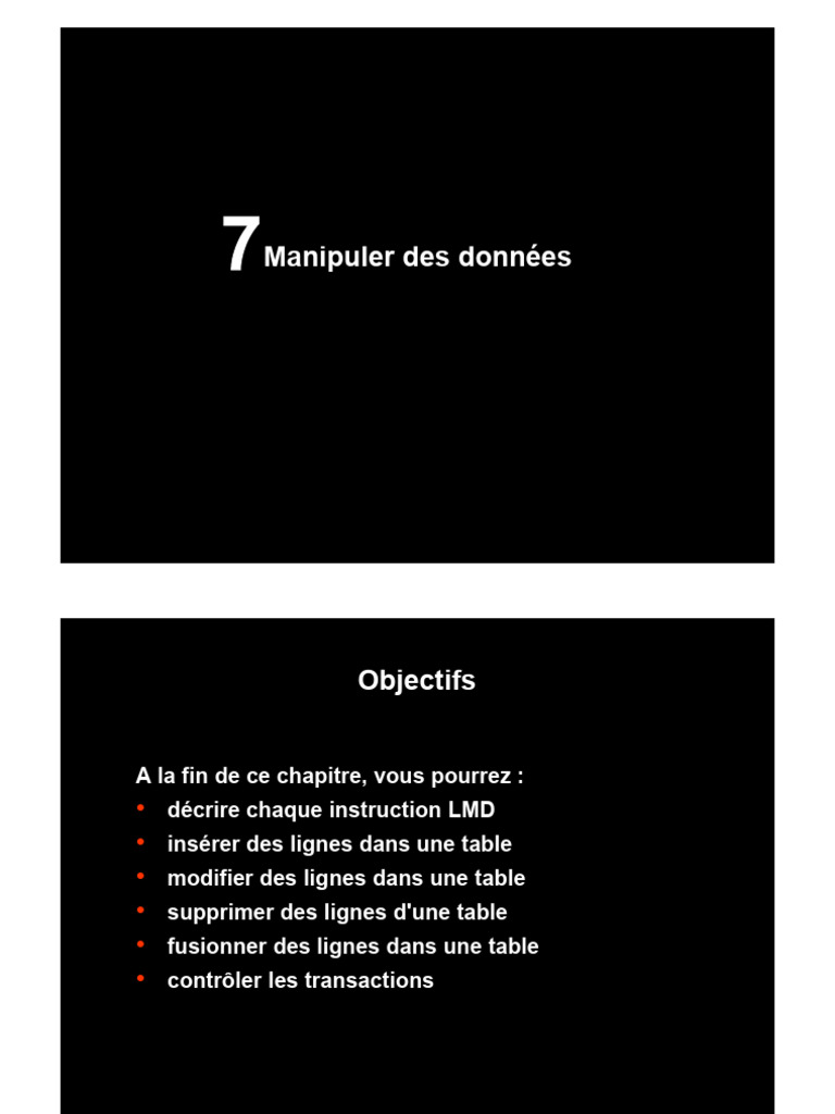 Manipulation des données avec LMD | PDF | Programmation informatique | SQL