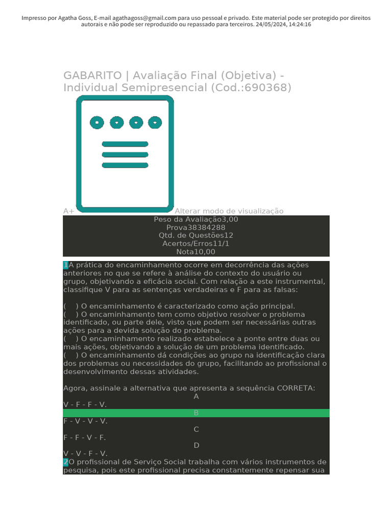 GABARITO av final instrumento | PDF