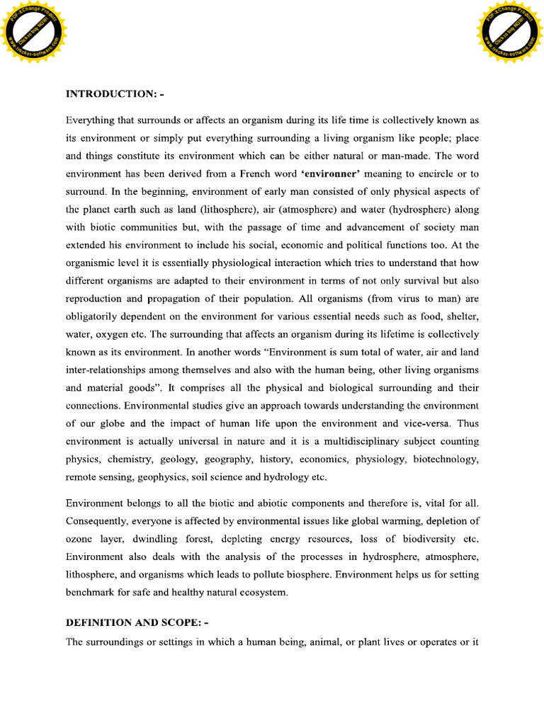 Components Of Environment 001 Pdf