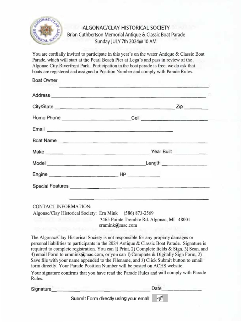 2024 Boat Parade Registration Draft | PDF