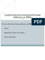 Explain Internal Environment Having Influence On HRM