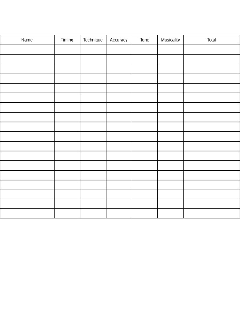 Percussion Audition Rubric PDF