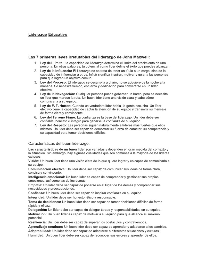 Liderazgo Educativo Pdf Liderazgo Moralidad
