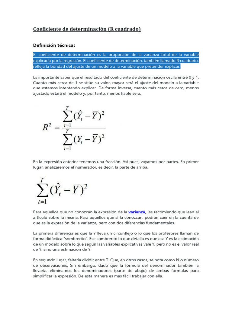 Coeficiente de Determinación R2 | Descargar gratis PDF | Coeficiente de ...