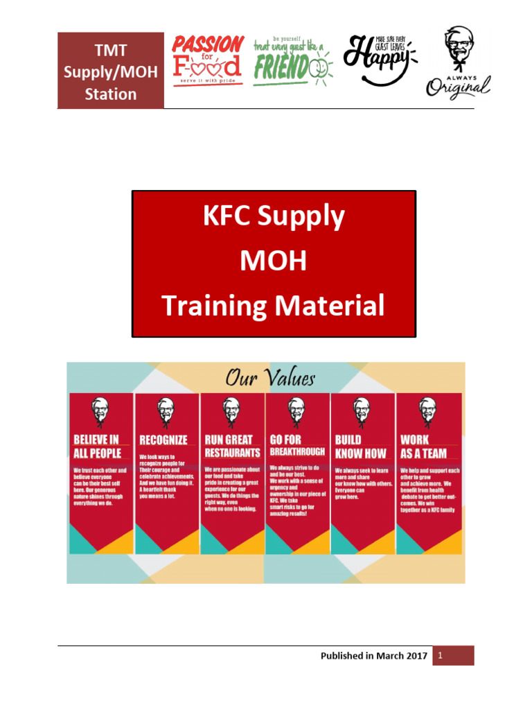KFC Supply/MOH Training Guide | PDF | Hamburgers | French Fries