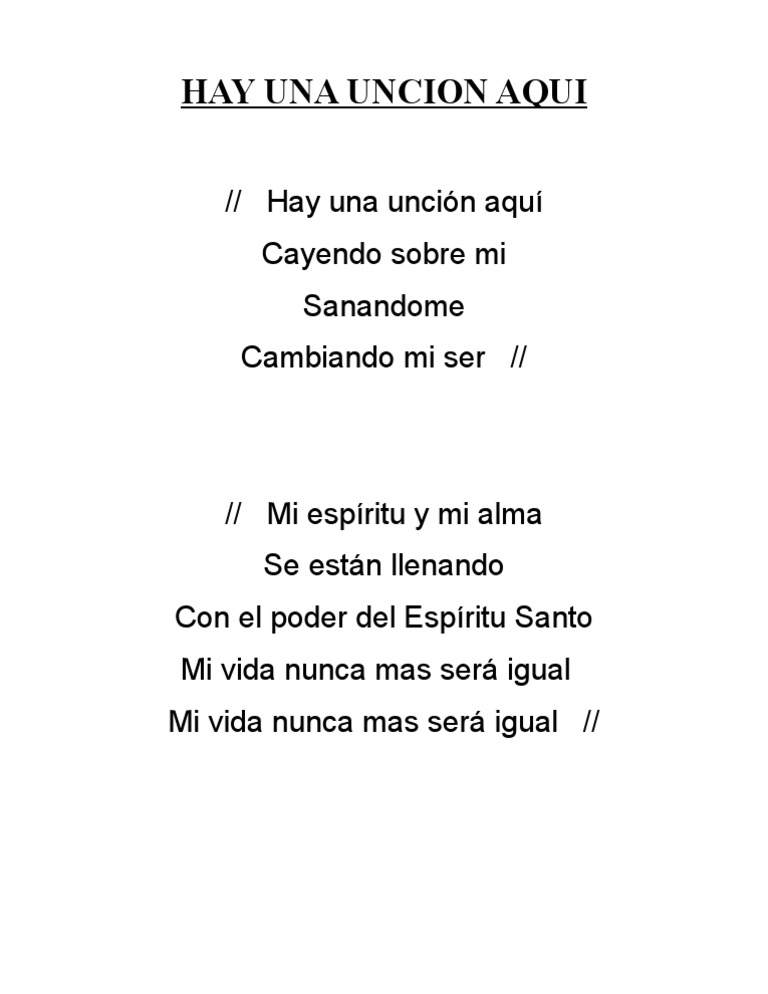 Hay una unción aquí: letra y mensaje | PDF