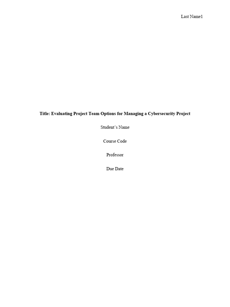 Cybersecurity Project Team Options | PDF | Outsourcing | Computer Security