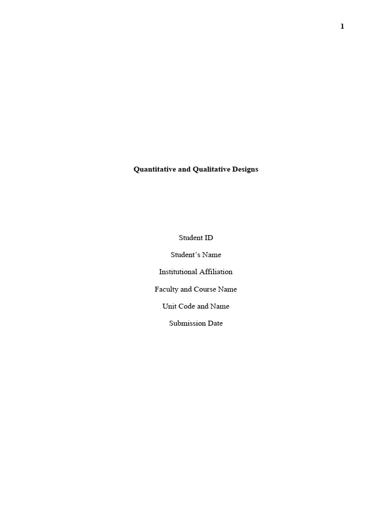 Quantitative And Qualitative Designs Pdf Statistics Qualitative