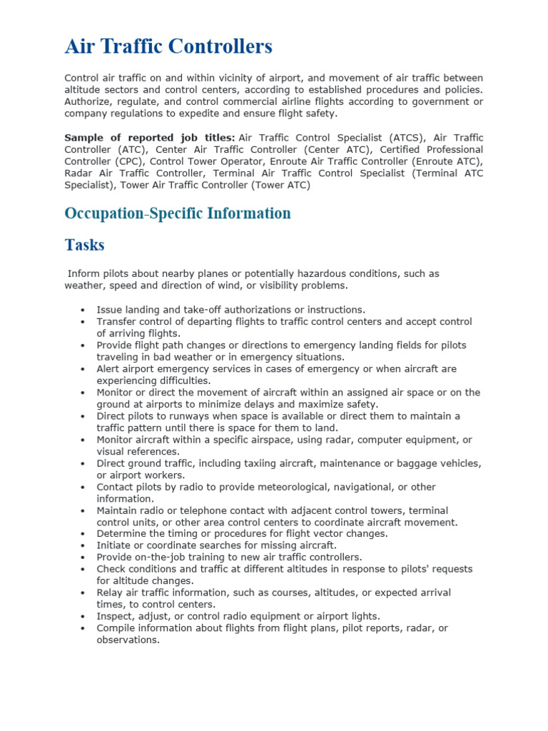 ATC Job information PDF Air Traffic Control Airport