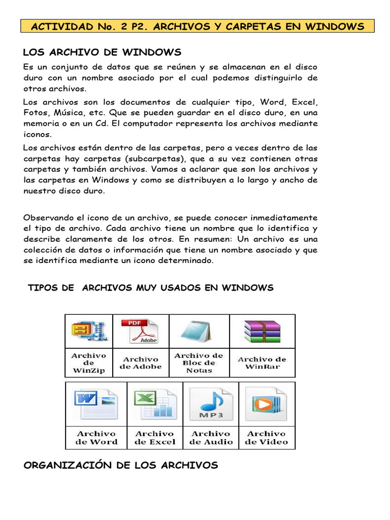 Archivos y Carpetas en Windows | PDF | Archivo de computadora ...