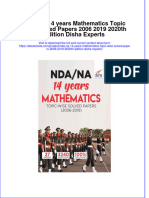 Full Ebook of Nda Na 14 Years Mathematics Topic Wise Solved Papers 2006 2019 2020Th Edition Disha Experts Online PDF All Chapter