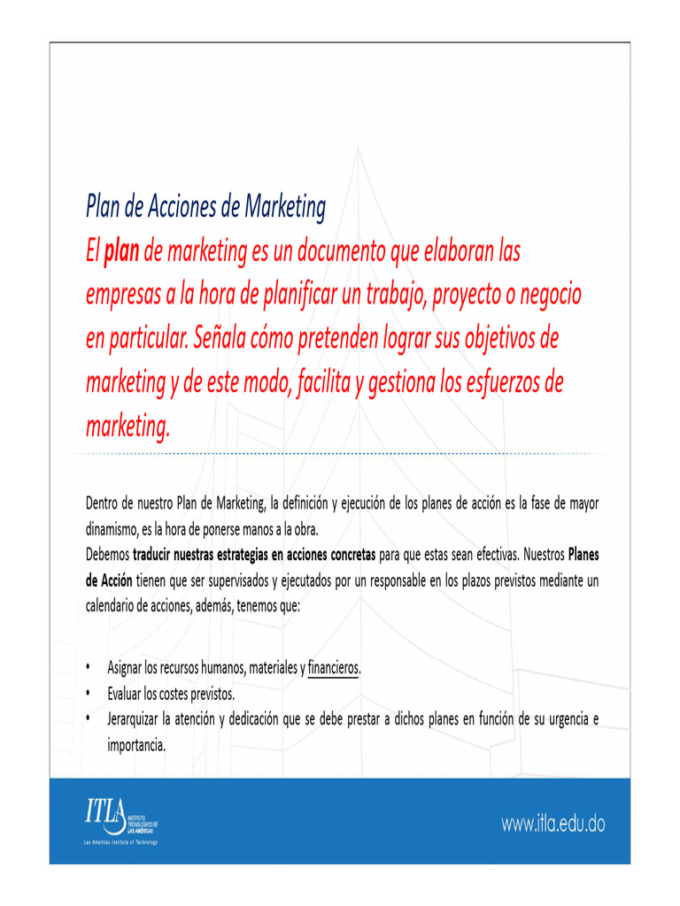 Plan de Accion de Marketing | PDF | Marketing | Presupuesto