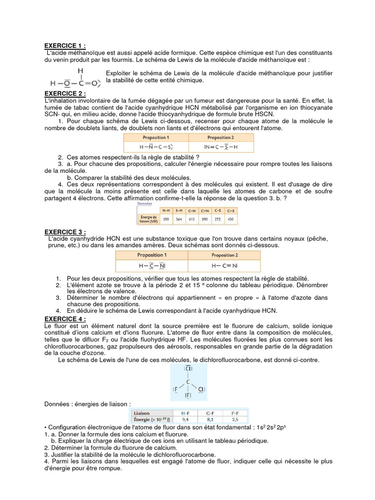 Schémas de Lewis Acides et Fluor PDF Fluor Liaison chimique — free download
