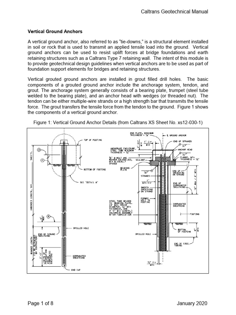 Vertical Ground Anchors Design Guide | PDF | Structural Load ...