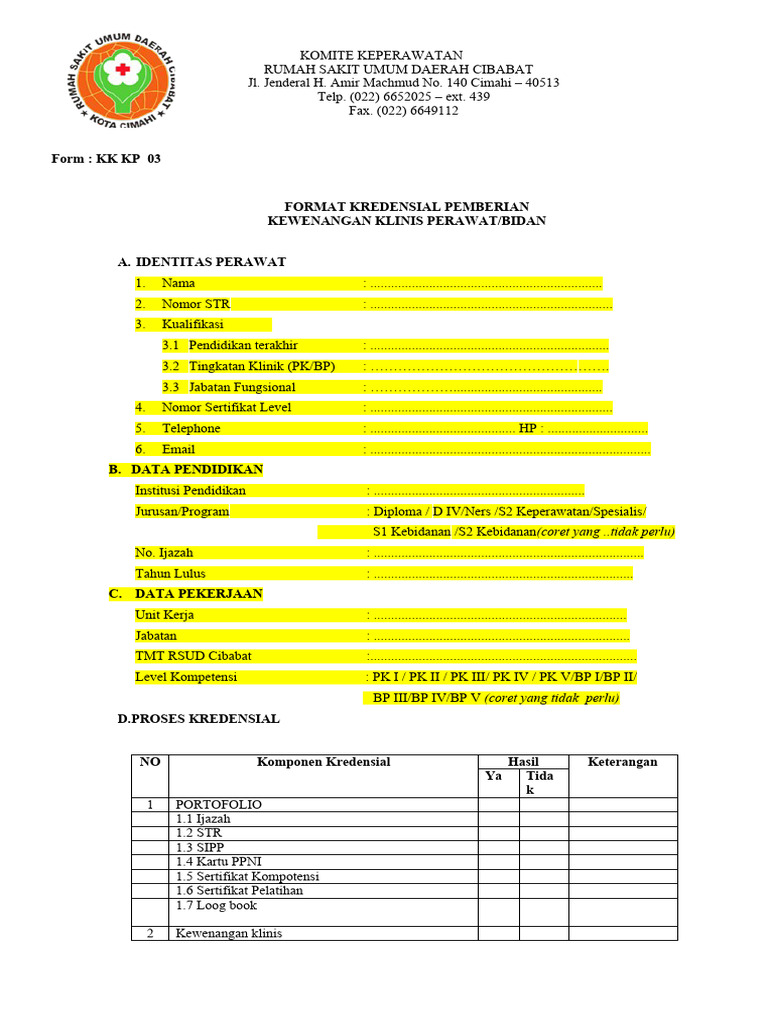 FORMAT KK KP 03 Contoh | PDF