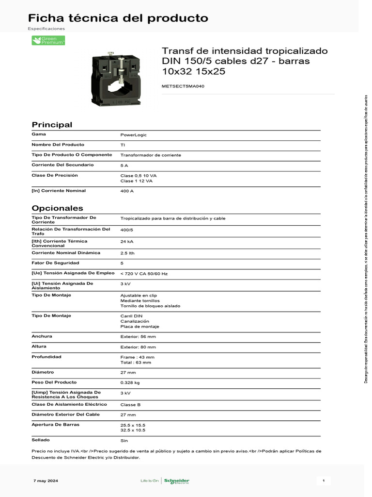 Schneider Electric - EasyLogic-Power-Meters-PM2000 - METSECT5MA040 ...