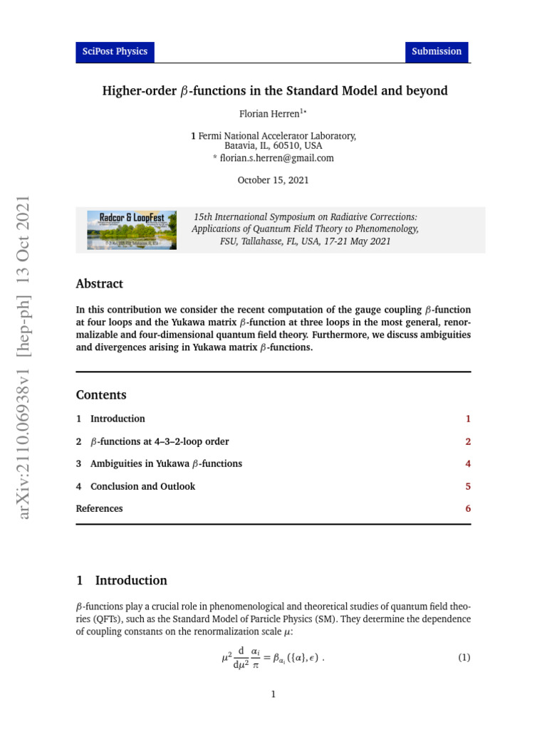Higher-Order β-Functions in QFT | PDF | Quantum Field Theory ...