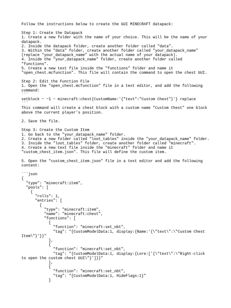 Minecraft gui datapack tutorial pdf computer file minecraft