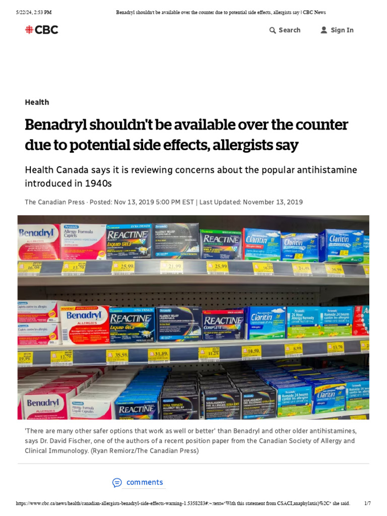 Picture of Benadryl Shouldn't Be Available Over The Counter Due To Potential Side ...