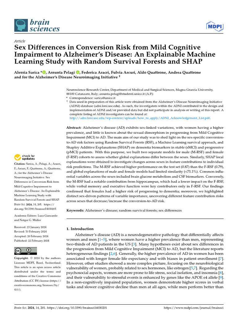 Sex Differences in Conversion Risk From Mild Cognitive Impairment To ...