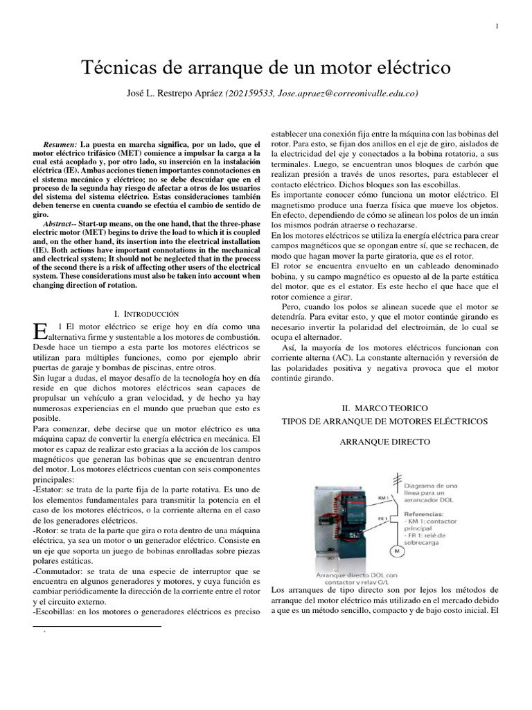 Diagrama de Arranque de Motores Eléctricos | PDF | Corriente eléctrica ...