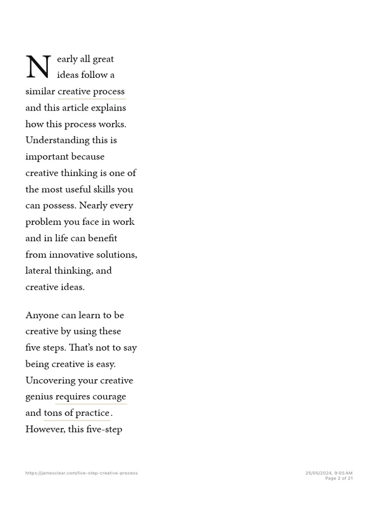 Five Steps to Unlock Creative Thinking | PDF