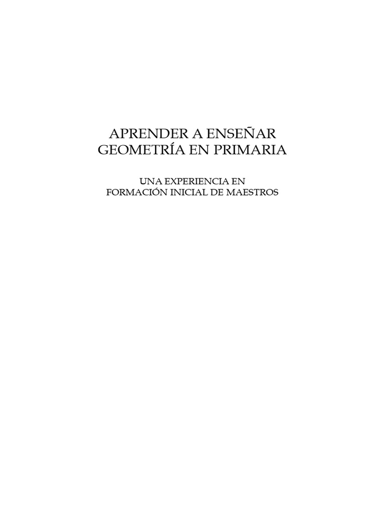 Aprender A Enseñar Geometría en Primaria | PDF | Enseñando | Maestros