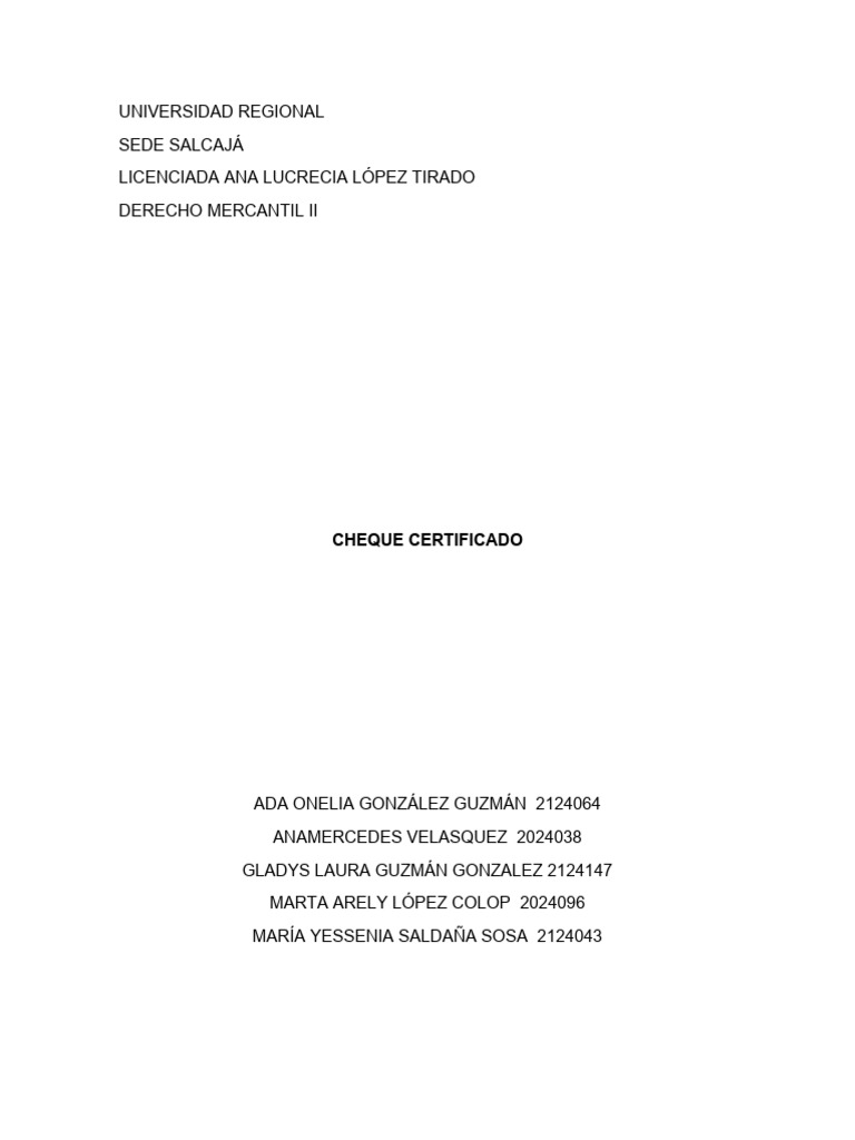 Cheque Certificado Pdf Cheque