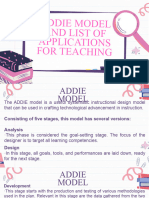 Addie Model and List of Applications For Teaching