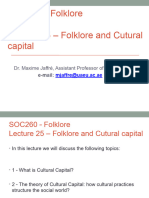 SOC260 - Lecture 23 - Folklore and Cutural Capital