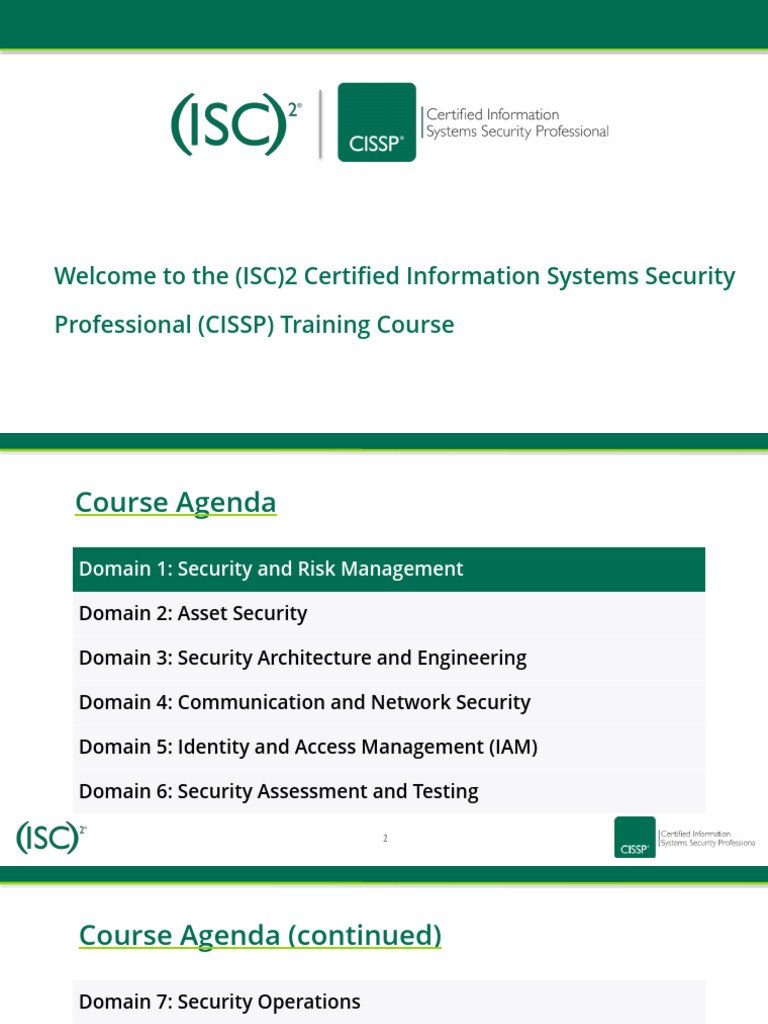 CISSP Training Course Overview | PDF | Information Security | Computer ...