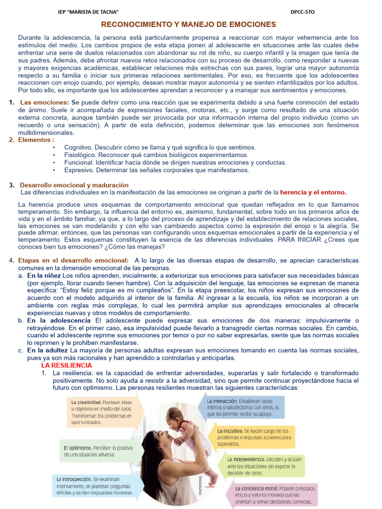 Manejo de Emociones en Adolescentes | PDF | Las emociones | Adolescencia
