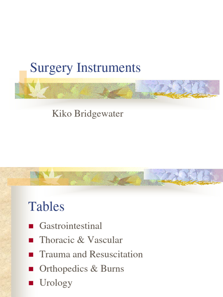 Surgery Instruments The Kiko Bridgewater Draft | PDF | Medical ...