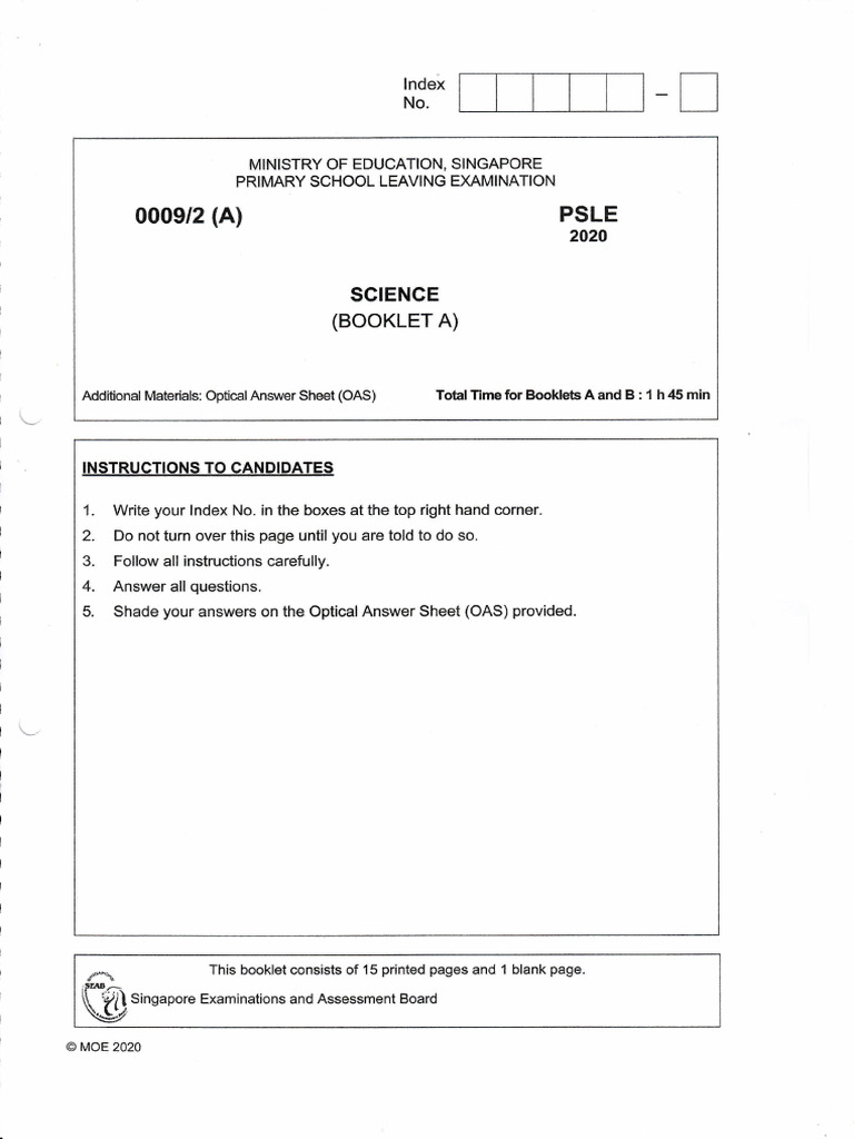 PSLE 2020 Science Booklet A | PDF | Ice | Water