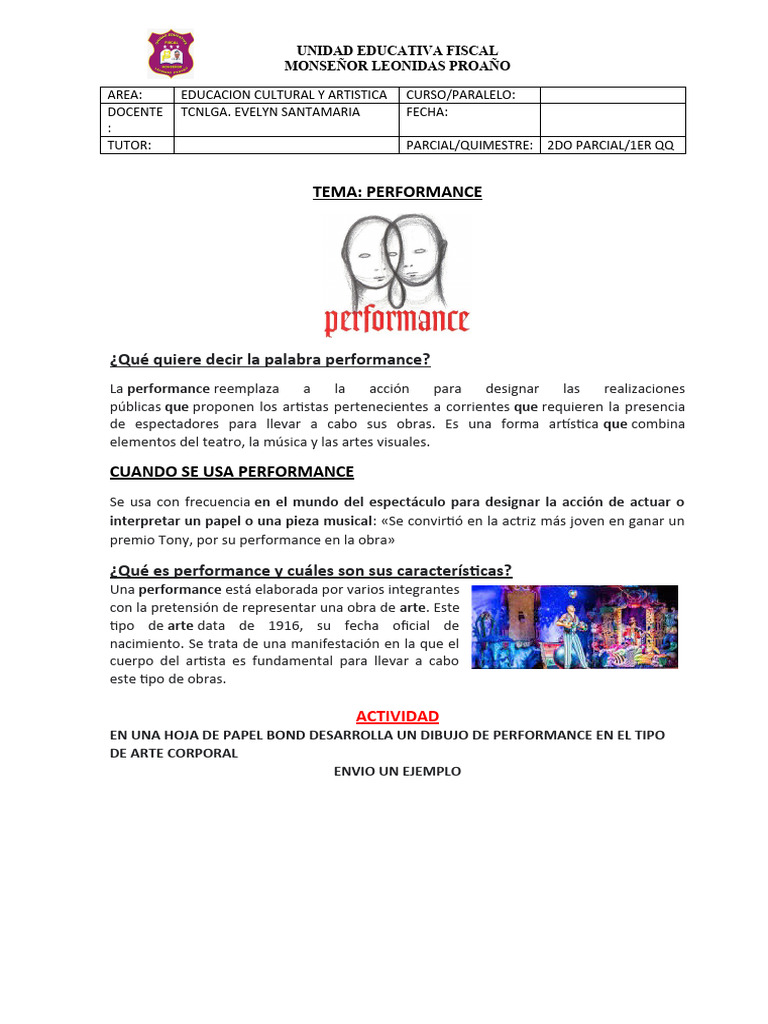 Introducción a la Performance Artística | PDF | Arte de performance ...