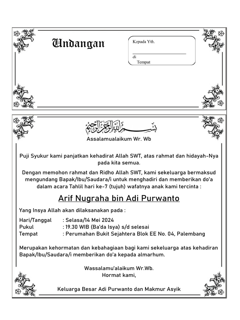 Undangan Takziah | PDF