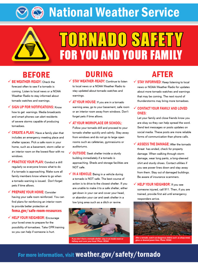 Essential Tornado Safety Tips | PDF | National Weather Service | Tornadoes