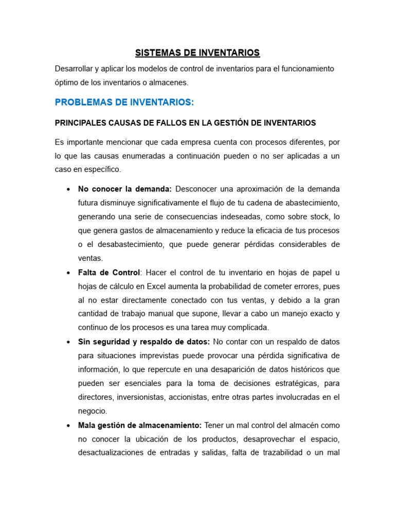 Control de Sistemas de Inventarios | PDF | Negocios económicos | Economias
