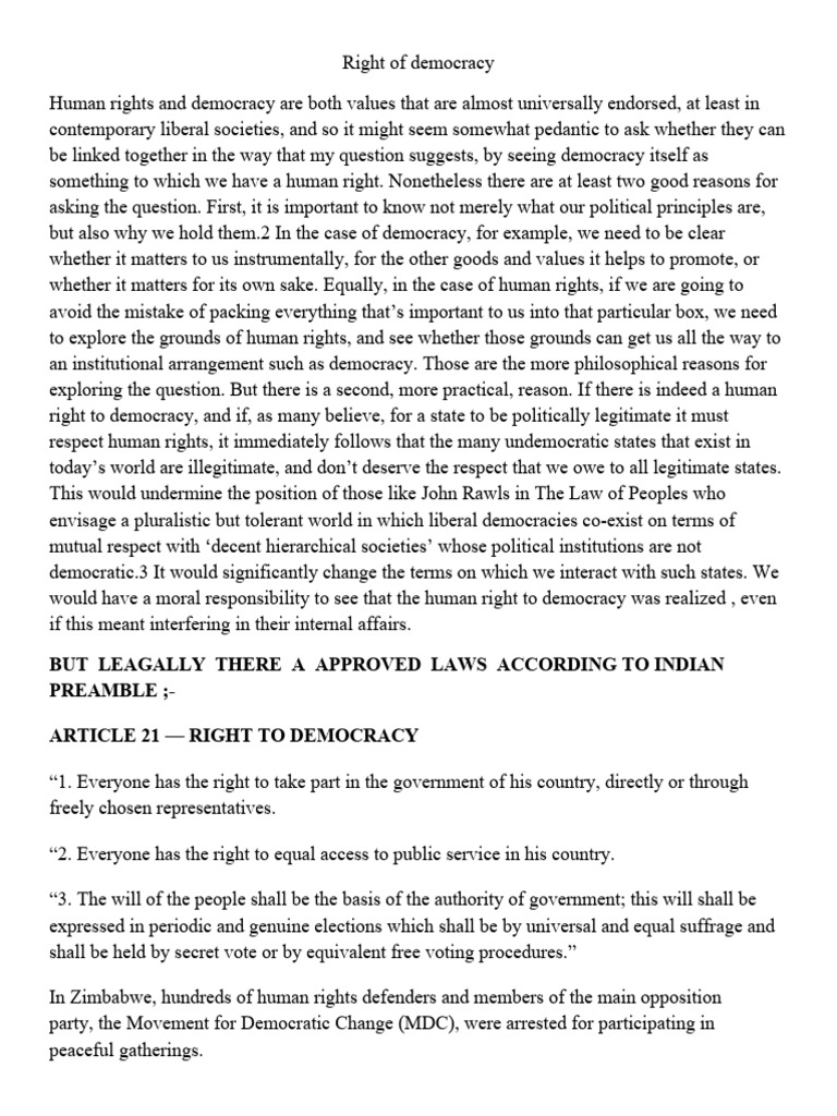 Right of Democracy | PDF | Dalit | Human Rights
