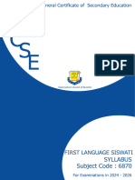 EGCSE First Language SiSwati 2024-2026 Syllabus