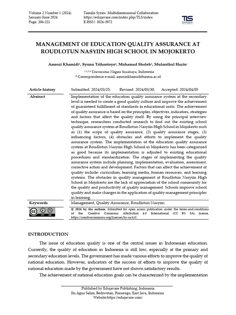 Education Quality Assurance at Roudlotun High | PDF | Educational ...