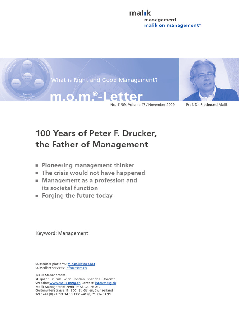 Malik Letter English 100 Years of Peter Drucker 11 2009 2 | PDF ...