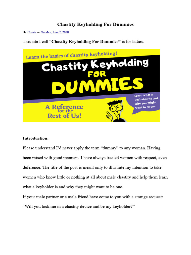 Chastity Keyholding for Dummies | PDF | Sexual Reproduction | Human ...
