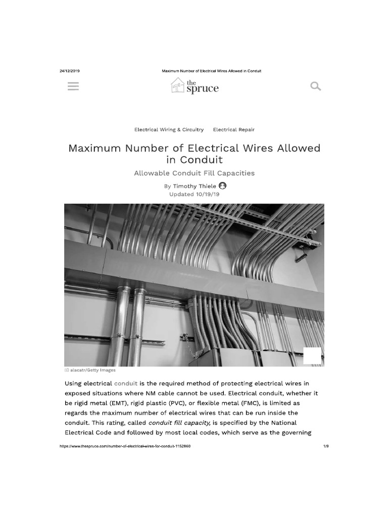 Maximum Number of Electrical Wires Allowed in Conduit PDF