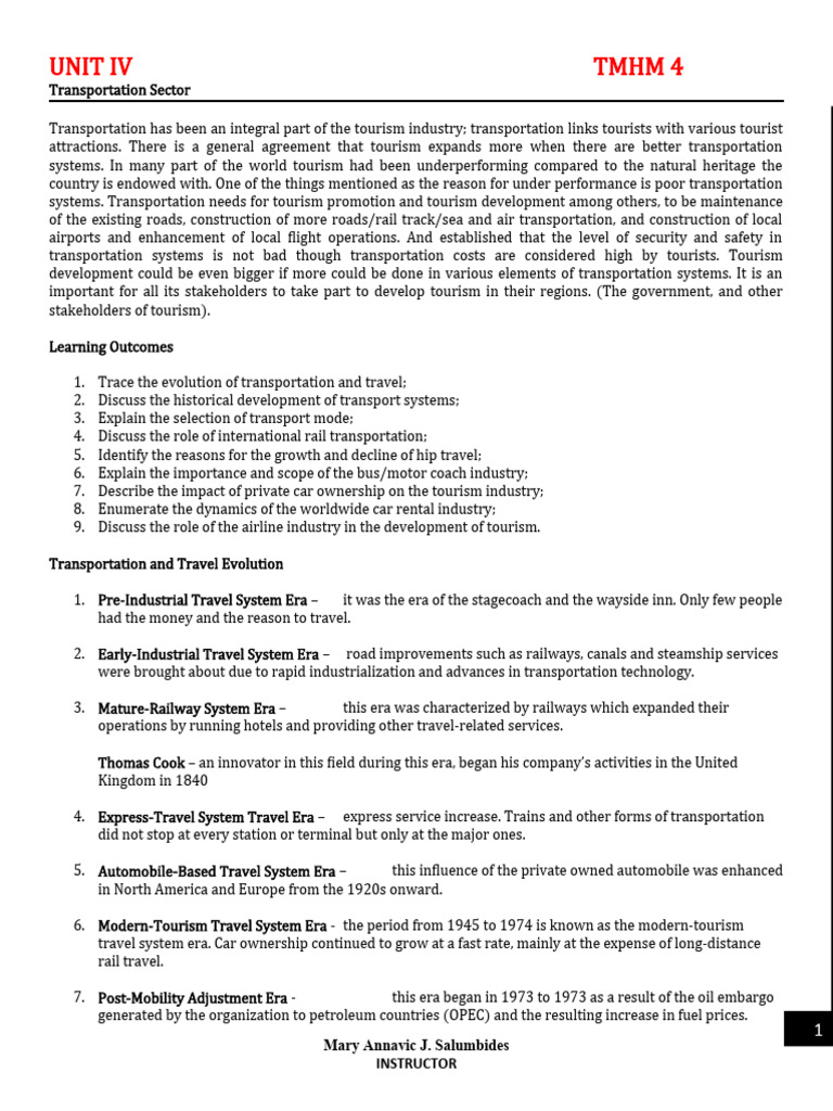 TMHM 4 Module 4 | PDF | Cruise Ship | Train