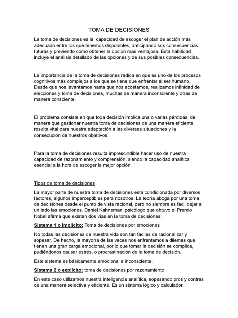 Estrategias Efectivas para Decidir | PDF | Toma de decisiones | Las ...
